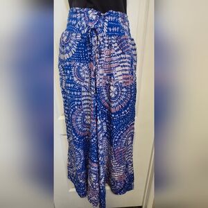 Umgee Blue and Pink Wide Leg Pants Size Small EUC